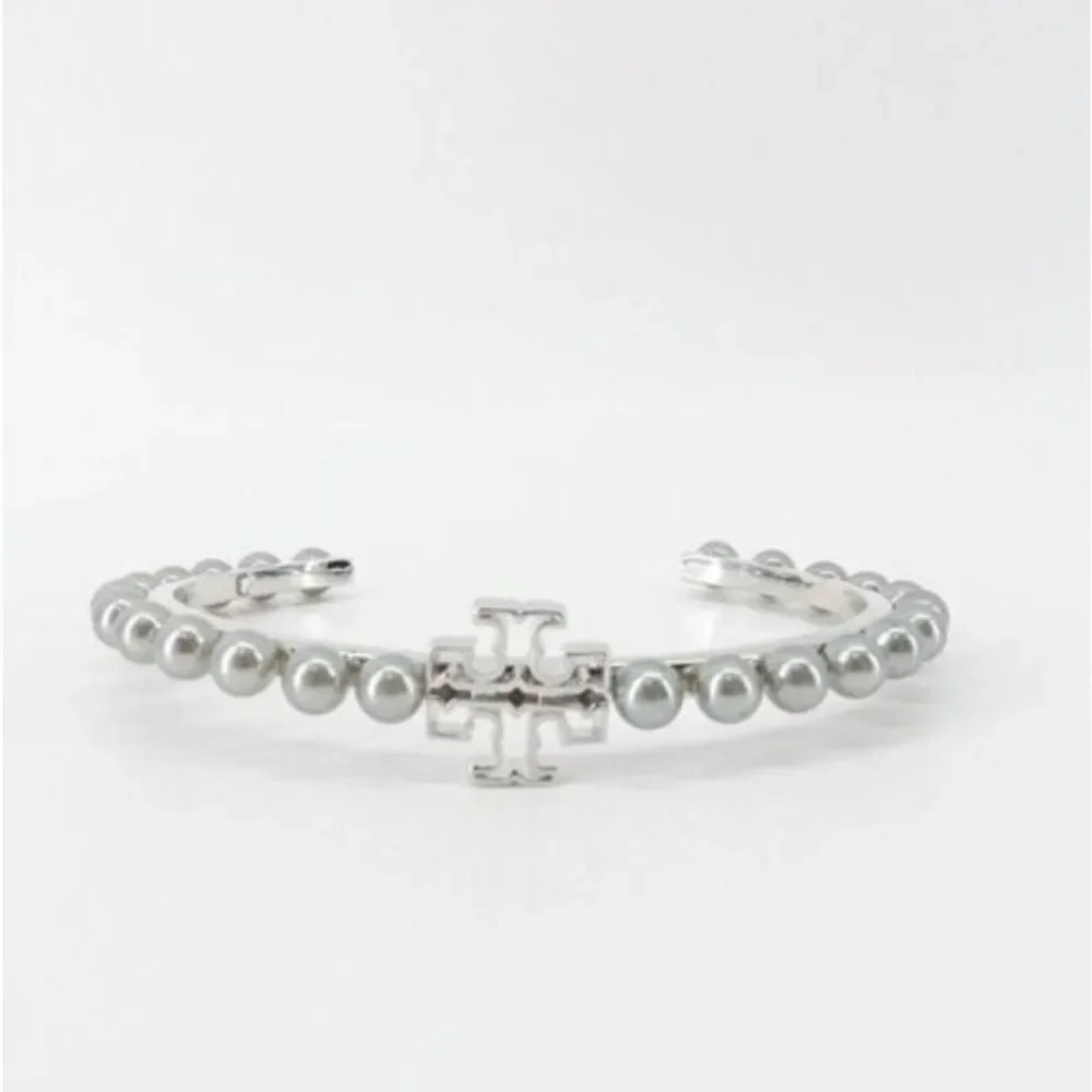 TORY BURCH Kira Silver Pearl Cuff Bangle